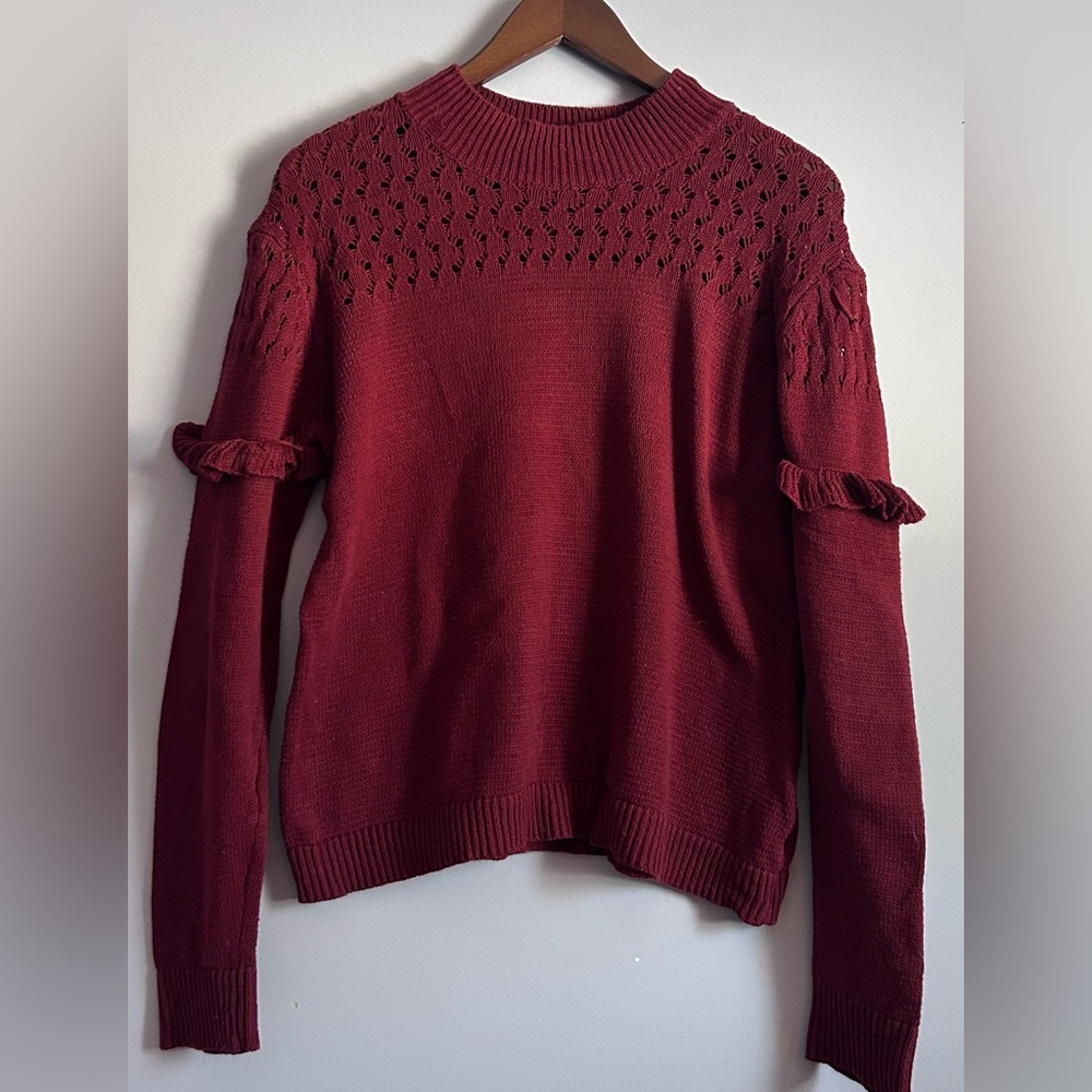 Soho by New York & Company Burgundy Long Sleeve Knit Sweater Size Large